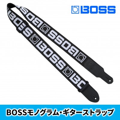 【BOSS】モノグラムロゴ・ギターストラップ(黒地/白ロゴ)/BSM-20-BW