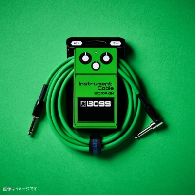 【BOSS】ギター、ベース用ケーブル/3m/L型-ストレート型/グリーン/BIC-10A-GN