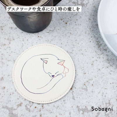 Sobagni　丸まりネコースター(きなこ・タンゴ・三毛 3枚セット)