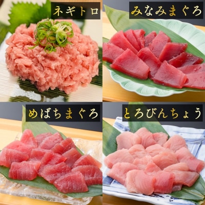 【毎月定期便】天然マグロ4種セット(ミナミマグロ、メバチマグロ、ビンチョウマグロ、ネギトロ)全3回