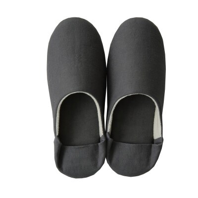 日本製 スリッパ Lサイズ リネン コットン 綿麻素材のルームシューズ リーナブレンド ダークグレー
