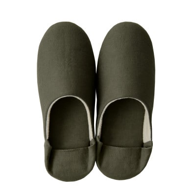 日本製 スリッパ Lサイズ リネン コットン 綿麻素材のルームシューズ リーナブレンド カーキ