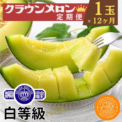 【発送月固定定期便】クラウンメロン1.3kg×1個(白等級)全12回