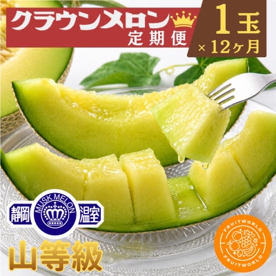 【発送月固定定期便】クラウンメロン1.3kg1個(山等級)全12回