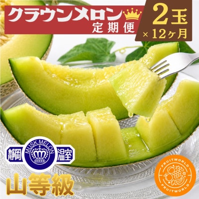 【発送月固定定期便】クラウンメロン1.3kg2個(山等級)全12回