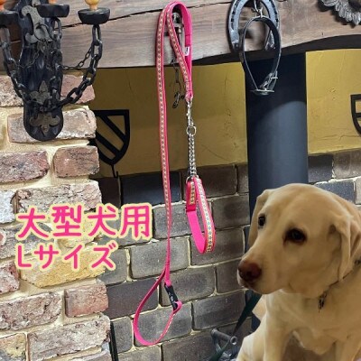 大型犬用 Lサイズ　ハーフチョークカラーとリードのセット 【緑四角】