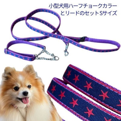小型犬用 Sサイズ　ハーフチョークカラーとリードのセット 【ネイビースター】