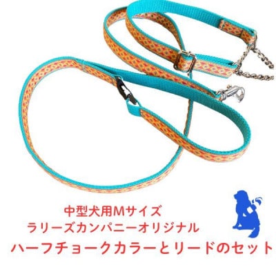 中型犬用 Mサイズ　ハーフチョークカラーとリードのセット 【キュートオレンジ】