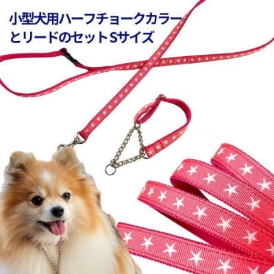小型犬用 Sサイズ　ハーフチョークカラーとリードのセット 【ピンクスター】