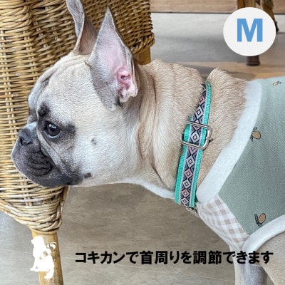 中型犬用Mサイズ　ハーフチョークカラーとショートハンドル付きリードのセット 【ひし型ミント】