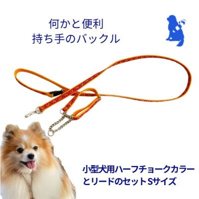 小型犬用 Sサイズ　ハーフチョークカラーとリードのセット 【イエローペイズリー】