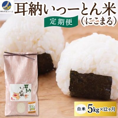 【定期便】みずほファーム 耳納いっーとん米(にこまる) 白米5kg×12ヶ月