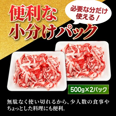 【3回定期便】小分け大容量 博多和牛 切り落とし 1kg (500g×2パック) 【馬庵このみ】