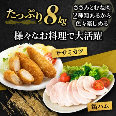 鶏肉 セット 広島熟成どり 8kg (むね肉6kg・ささみ2kg)[No5895-0167]