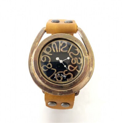 HR24の手作り時計　B(男女兼用)黄茶[No5895-0298]