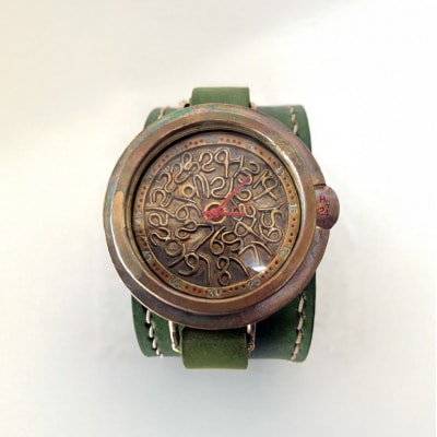 HR24の大型サイズ手作り時計　H(男性用)オリブ[No5895-0304]