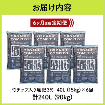 竹チップ入り堆肥3%(竹取物語翁)40L(15kg)6ヶ月連続[No5895-0504]