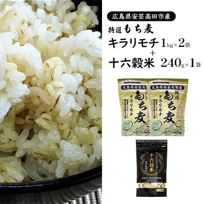 もち麦 国産 キラリモチ 特選もち麦 2kg + 十六穀米 240gセット[No5895-0558]
