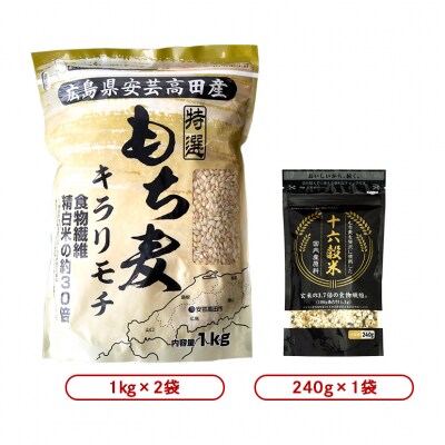もち麦 国産 キラリモチ 特選もち麦 2kg + 十六穀米 240gセット[No5895-0558]