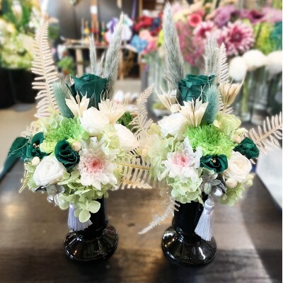 プリザーブドフラワー 仏花 縦25cm×横16cm[No5895-0770]