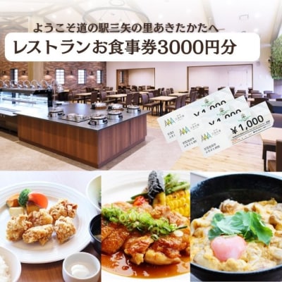 道の駅三矢の里あきたかた ファーマーズレストラン お食事券 3000円分[No5895-0835]