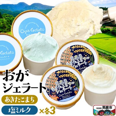 おがジェラートセット(男鹿産あきたこまち・男鹿の塩ミルク)各3個 計6個|23_oga-020601