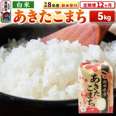 新米受付《定期便12ヶ月》【白米】秋田県産 あきたこまち 5kg|23_kml-030512s