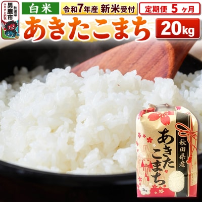 新米受付《定期便6ヶ月》【白米】秋田県産 あきたこまち 20kg
