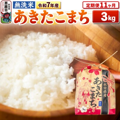 《定期便11ヶ月》令和7年産 【無洗米】秋田県産 あきたこまち 3kg|23_kml-020311