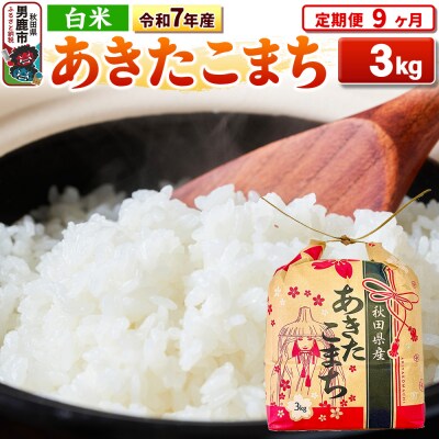 《定期便9ヶ月》令和7年産【白米】秋田県産 あきたこまち 3kg|23_kml-030309
