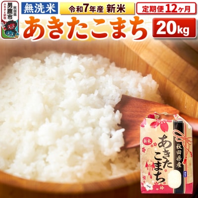 《定期便12ヶ月》令和7年産 新米【無洗米】 あきたこまち 20kg|23_kml-022012