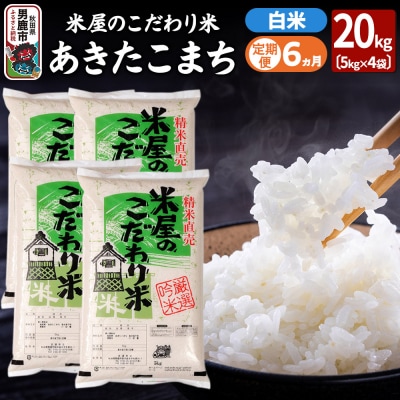 《定期便6ヶ月》米屋のこだわり米 あきたこまち 白米20kg 5kg×4|23_ysu-012006