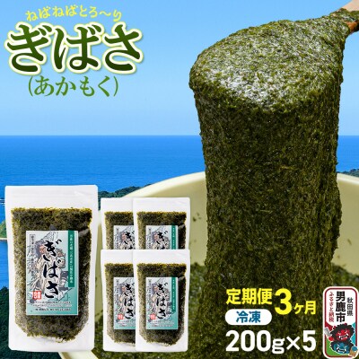 【定期便3ヶ月】ぎばさ(あかもく) 200g×5個セット 海藻 男鹿市|23_ogn-240503