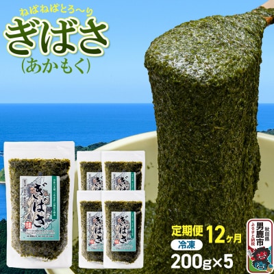【定期便12ヶ月】ぎばさ(あかもく) 200g×5個セット 海藻 男鹿市|23_ogn-240512