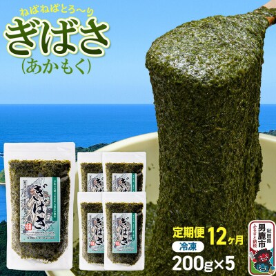 【定期便12ヶ月】ぎばさ(あかもく) 200g×5個セット 海藻 男鹿市|23_ogn-240512