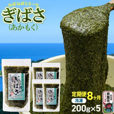 【定期便8ヶ月】ぎばさ(あかもく) 200g×5個セット 海藻 男鹿市|23_ogn-240508