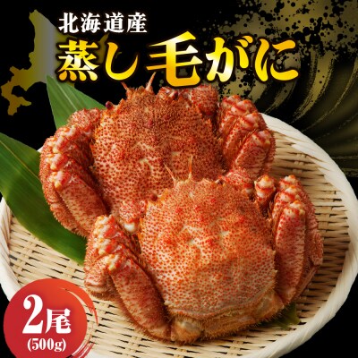 北海道産活蒸し毛蟹約500g × 2尾【er001-124】