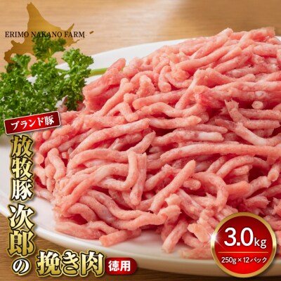 徳用豚ミンチ!放牧豚次郎の挽き肉3kg!【er008-009】