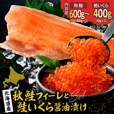 【2025年10月以降発送】鮭いくら醤油漬け 400gと 鮭フィーレ2枚【er018-102】
