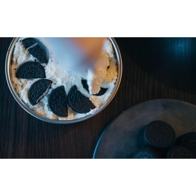 クッキーの生クリームチーズケーキ