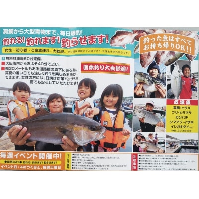 海釣りぽーと田尻　釣り堀体験(半日コース又はサンクス一日コース)