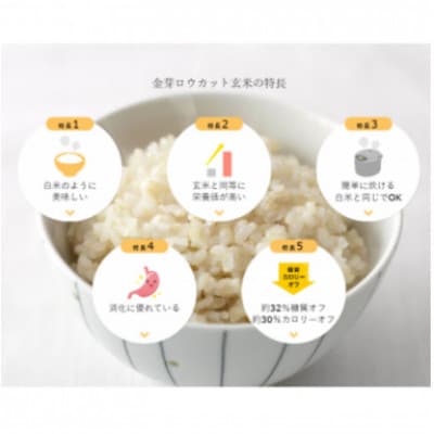 【毎月定期便】金芽ロウカット玄米4kg(2kg×2袋)ふっくら柔らかい美味しさ!全12回