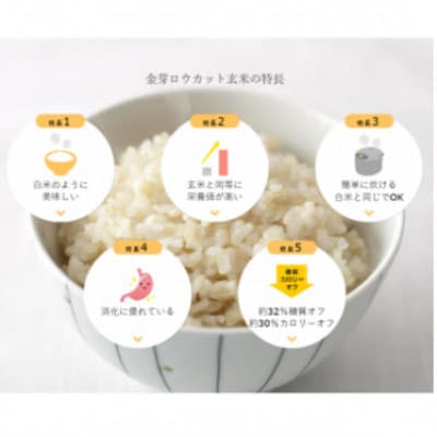 【毎月定期便】金芽ロウカット玄米4kg(2kg×2袋)ふっくら柔らかい美味しさ!全2回