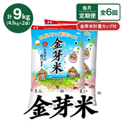 【毎月定期便】【9kg】金芽米 4.5kg×2袋(無洗米)　金芽米計量カップ付全6回