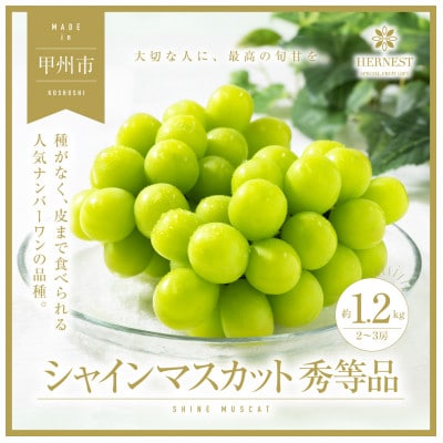 甲州市産 シャインマスカット 秀等品 2～3房 約1.2kg