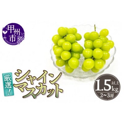 厳選!山梨県甲州市産 シャインマスカット 約1.5Kg以上 2～3房