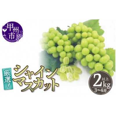 厳選!山梨県甲州市産 シャインマスカット 約2Kg以上 3～4房