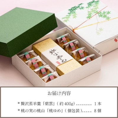 皇室献上菓子舗 三省堂 特製 贅沢蒸羊羹と桃ゆめ8個セット　本格和菓子