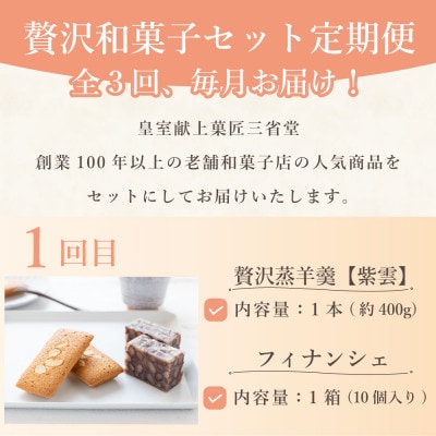 【毎月定期便】皇室献上菓子舗三省堂　贅沢和菓子セット全3回
