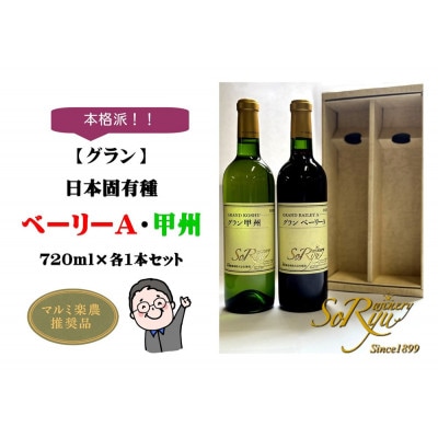 本格派【グラン】日本固有種 ベーリーA・甲州 各1本セット